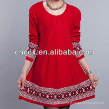 13STC5138 vestido de camisola de tricô padrão para as mulheres